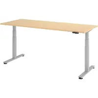 Bümö Schreibtisch elektrisch XDSM - Nachbildung Ahorn, Gestell: Silber, Größe: 200 x 80 cm