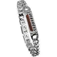 Holzkern Herren-Armband Edelstahl Outlands Walnuss/Silberfarben