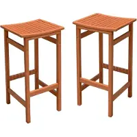 DELUKE Barhocker NIKLAS 2er Set - Eukalyptus Natur 75x38x42cm | Barstühle Hochstühle