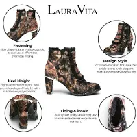 LAURA VITA Damen Stiefelette mit floralem Muster und Rüschen Alcbaneo 130, Größe:38 EU, Farbe:Braun