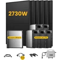 EcoFlow Stream Ultra X, Solaranlage mit Speicher, mit 6 x 455W Bifazialen Solarmodulen, by Powerness - Stream Ultra X + 5 x Stream AC Pro | 13440Wh / ohne Zubehör / Standardversand