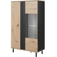 Masseno VITRINE in Anthrazit, Eiche Artisan