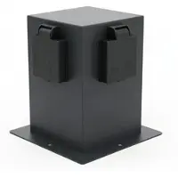 Ledscom.de Garten Steckdosensäule PLUGA für außen, IP44, 4-fach, anthrazit, eckig, 15 cm