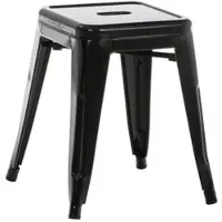 DELUKE Hocker FULDA 40x40x46cm, Metall, Schwarz Küchenhocker Esszimmerhocker Stapelhocker