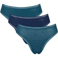 Sloggi Slip "Slip GO Crush High leg C3P 3er Pack", Damen, Gr. M, blau (türkis, dunkelblau), Obermaterial: 95% Baumwolle CO. 5% Elasthan EL., Unterhosen Slip