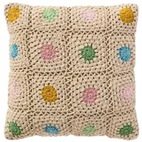 Ib Laursen Kissenbezug Gehäkelt mit bunten Blumen in natur | Gr.: onesize
