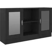 Helloshop26 - Moderner schwarzer Vitrinenschrank 120 x 30,5 x 70 cm aus schwarzem Holzwerkstoff