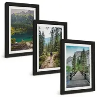 Tulup BILDER SET 3er Set - 20x30 cm Schwarzer Rahmen - Berge, Seen, Wälder, Wege