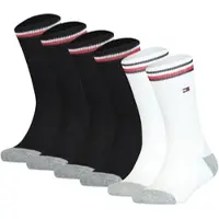 Tommy Hilfiger Kinder Socken, 6er Pack - ICONIC SPORTS, Frottee-Sohle, 27-42 2xSchwarz/Weiß / 35-38