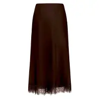 Zero Satinrock mit Spitze in Chocolate Plum | Gr.: 38