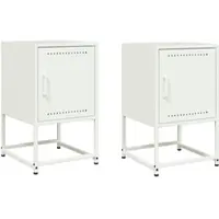 Décoshop26 - Set aus 2 Nachttischen mit Fach und Tür 36 x 39 x 60,5 cm weißer Stahl DEC034872