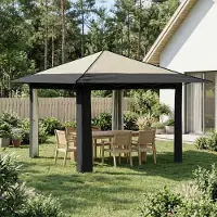 PUEAZU Gazebo ohne Seitenwand 3,3 x 3,3 m Creme und Anthrazit - Pavillons & Partyzelte &38762