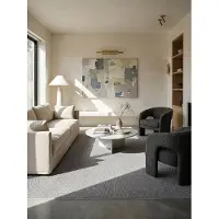 KADIMA DESIGN Niederflor-Teppich Kurzflor Uni Polypropylen Beige 133x133 cm Rund Modern COLFOSCO |