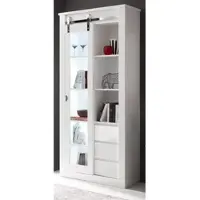 Furn.Design VITRINE weiß Hochglanz 93 x 201 cm, Vitrinenschrank mit Soft-Close