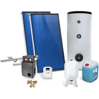 SUNEX Solar-Paket für Brauchwasser 2x AMP 2.0 Flachkollektor 4,02 qm 300 Liter Solar-Brauchwasserspeicher Schrägdachmontage