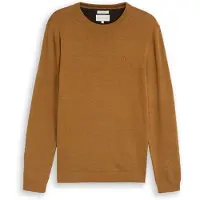 Tom Tailor Herren Rundhals Pullover BASIC CREWNECK KNIT - Relaxed Fit - 1039805-32718 dark Camel Melange - S