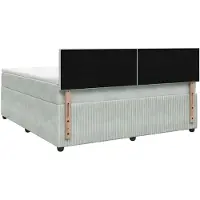 vidaXL Boxspringbett mit Matratze Hellgrau 140 x 200 cm Samt