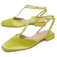 Montevita Ballerinas mit niedrigem Absatz aus grünem Satin