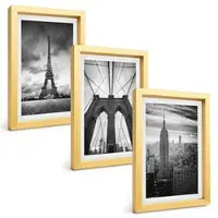 Tulup BILDER SET 3er Set - 20x30 cm Goldrahmen - Monochromatische Brückentürme