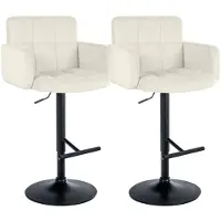 CLP 2er Set Barhocker Los Angeles Samtbezug höhenverstellbar drehbar bis 150 kg | Farbe creme Gestell Farbe schwarz