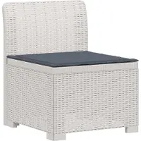 vidaXL 2-Sitzer Garten-Sofa mit Kissen Rattan-Look PP Weiß