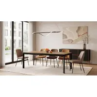 WFL GROUP Rechteckiger Esstisch Ausziehbar – Minimalistischer Esszimmertisch mit Schwarzen Metallbeinen – 180 x 90 cm – Verlängerbar bis 270 cm – Eiche Hell Braun