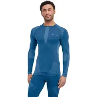 Falke Herren Langarmshirt Warm, XL, Blau, Uni