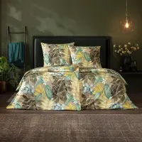 Estella Mako Interlock Jersey Bettwäsche Mario oliv 155x220 cm + 80x80 cm