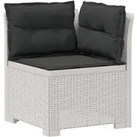 vidaXL 1-Sitzer Garten-Sofa mit Kissen Rattan-Look PP Weiß