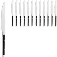 Böttcher-AG Tafelmesser Bistro Trend, Wellenschliff, 22,5 cm, Edelstahl 13/0, mit schwarzen Kunststoffgriffen, 12 Stück
