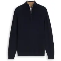 Tom Tailor Troyer , Herren, Gr. 3XL, blau (sky captain blau), Strick, Obermaterial: 100% Baumwolle, regular fit taillenbedeckt, ohne Ausschnitt, Rippbündchen, Pullover Troyer, mit Logo Stickerei