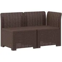 vidaXL 2-Sitzer Garten-Sofa mit Kissen Rattan-Look PP Braun