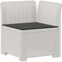 vidaXL 1-Sitzer Garten-Sofa mit Kissen Rattan-Look PP Weiß