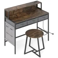 Helloshop26 Bürocomputer mit ergonomischem Hocker 110 x 50 x 95,5 cm mit modernem Stauraum