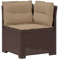 vidaXL 4-Sitzer Gartensofa mit Kissen Rattan Look PP Braun