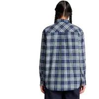 Timberland Womens Midweight Flannel Pocket Long Sleeves Shirt naval acad yd XL
