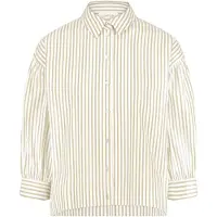Cartoon Klassische Bluse "Streifenbluse mit Raffung", Damen, Gr. 42, bunt (cream, khaki), Obermaterial: 77% Baumwolle CO. 20% Polyamid PA. 3% Elasthan EL., Blusen Klassische Bluse