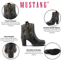 Mustang Damen Stiefelette im Biker-Look mit Nietenbesatz und Muster 15M0162012, Größe:40 EU, Farbe:Schwarz