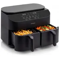 Seeger TwoFry, Heißluftfritteuse mit 2 kammern, 10 L, 8 Programme, 2x5 Liter, 40°C-230°C, Digitales Display, PFAS-Frei, Sync und Match