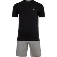 Emporio Armani Herren Schlafanzug, kurz - ENDURANCE, Short Pyjama Set, Stretch Cotton Schwarz/Grau / XL