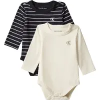 Calvin Klein Bodys l/ä - 2er-Pack - Monogramm - Turteltaube/Blac - - 1½ Jahre (86) - Body L/Ä