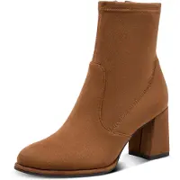 Tamaris Damen Stiefelette mit Blockabsatz und Stretch-Schaft 1-25057-43, Größe:37 EU, Farbe:Braun