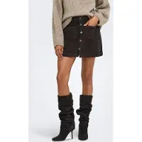 ONLY Cordrock "ONLAMAZING HW CORD SKIRT", Damen, Gr. XS (34), braun (schwarz coffee), Cord, Obermaterial: 98% Baumwolle, 2% Elasthan, unifarben, mini, Röcke Cordrock, Baumwollmischung
