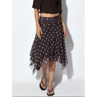 Busem Hochtaillierter Polka-Dot Midi A-Linien-Rock