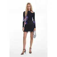 Desigual Kleid für den Alltag Pansee Lacroix 24WWVK34 Schwarz Regular Fit