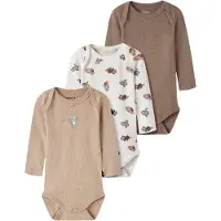 Name it Langarmbody "NBNBODY 3P LS SLOTH NOOS" Packung, 3 Baumwolle