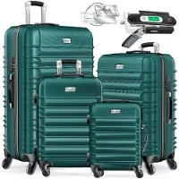Kesser 4tlg. Hartschalenkofferset Reisekofferset S-M-L-XL, 4 Rollen, inkl. Kofferwaage