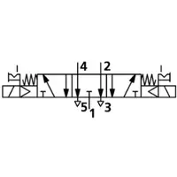 RIEGLER 5/3-Wegeventil, elektropneu., Mitte entlüft., G 1/4, 12 V DC (517.53.14.OC.12D)