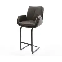 DELIFE Barstuhl Clea-Flex Mikrofaser Anthrazit Vintage Freischwinger Flach Metall Schwarz