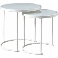 Idimex Couchtisch LEYRE im 2er Set,runder Beistelltisch 2-Satztisch mit Glas in weiß, Sofatisch im modernen Design